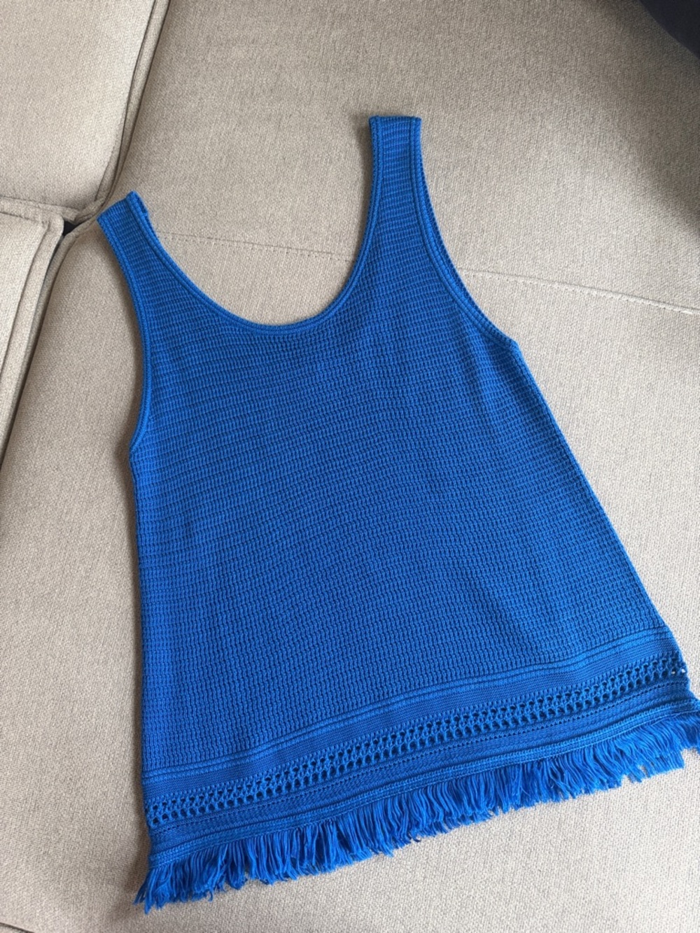 NWOT Lily Pulitzer Blue Crochet Fringe Tank Top